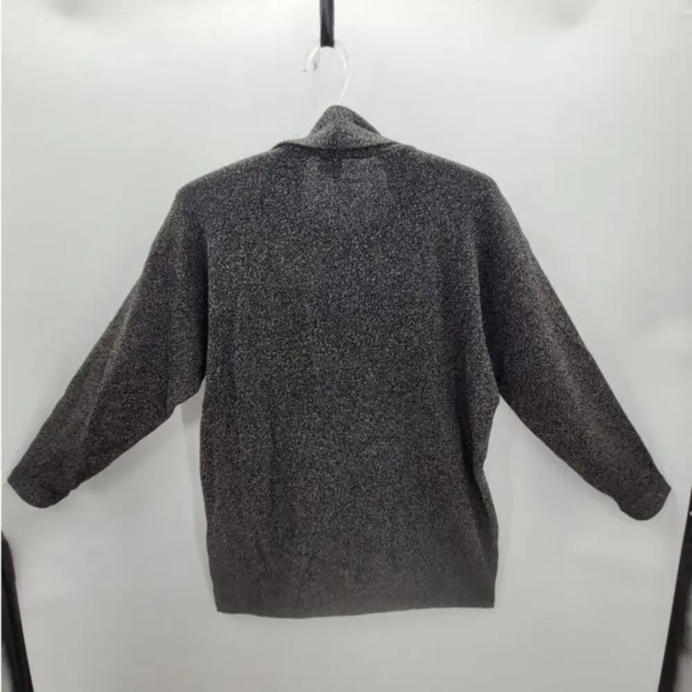 Helen HSU N.Y. Vintage Gray Speckled Knit Button Cowl Neck‎ Lagenlook Sweater